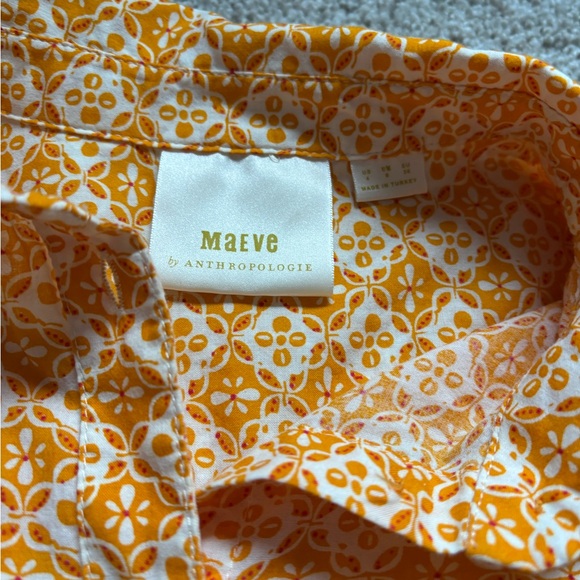 Anthropologie Maeve Orange Floral Button Down Shirt - Picture 3 of 7